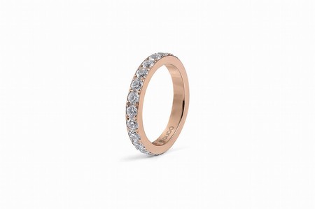 Qudo Rose Gold Ring Eternity Big - Size 58